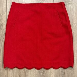 Talbots NWT Wool Vibrant Red Mini Skirt with Scalloped Hem - 8P